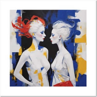 Abstract Twin Girls in Colors Posters and Art